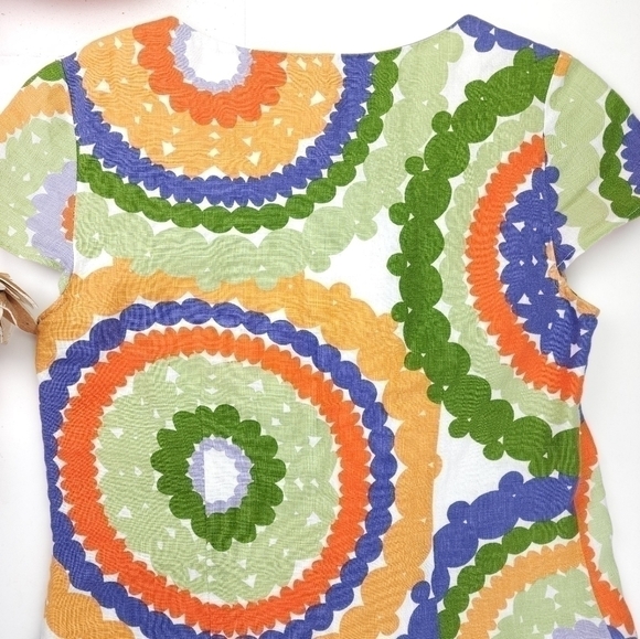 Boden Linen Green Blue Orange Floral Dress Sz 2R - Picture 13 of 14